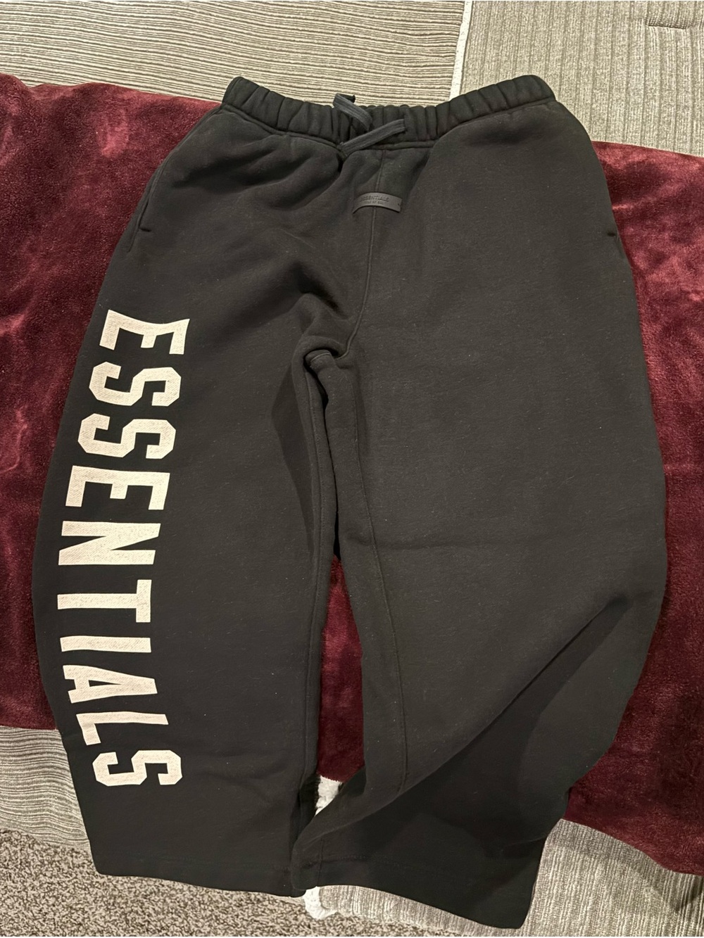 Essentials Kids Black Sweatpants with White Logo - Picture 2 of 3